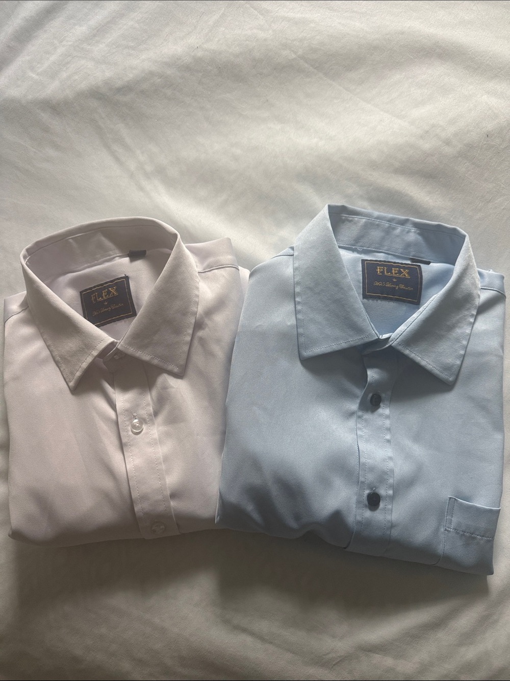 FLEX Men's Light Blue and White Dress Shirt Set